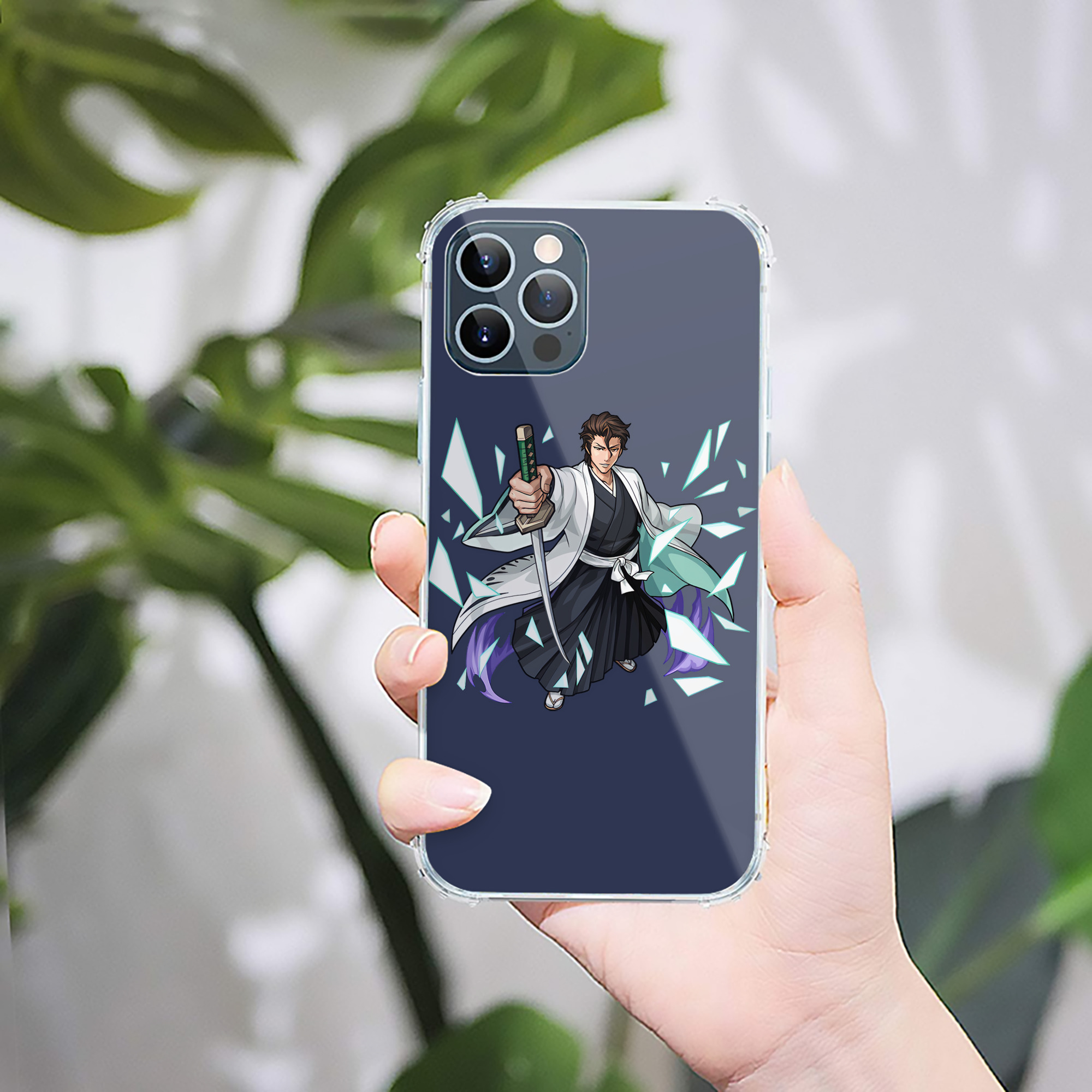 （画像用） ブリーチ 藍染 惣右介（あいぜん そうすけ） BLEACH Aizen Sousuke 【iPhone 12シリーズ対応】透明スマホケース（クリアソフトケース）